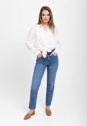 Niebieskie jeansy, Regular Fit, D-EPPY. Niebieskie jeansy damskie Volcano, bez wzorów, z bawełny, klasyczne. Za 159.99 zł.