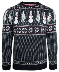 Sweter Świąteczny w Norweski Wzór - Granatowy. Niebieskie swetry męskie Brave Soul, m, bez wzorów, wizytowe, bez kołnierzyka, bez ramiączek. Za 135.00 zł.
