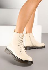 Beżowe Botki Workery na Grubej Podeszwie Inroca. Brązowe botki damskie Renee, bez wzorów, bez obcasa, na płaskiej podeszwie, bez zapięcia. Za 139.99 zł.