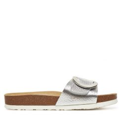 Klapki Josef Seibel. Szare klapki damskie Josef Seibel, bez wzorów, bez obcasa, bez zapięcia. Za 249.99 zł.