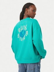 Quiksilver Bluza Standard Crew EQWFT03188 Turkusowy Regular Fit. Niebieskie bluzy damskie Quiksilver, xs, bez wzorów, z bawełny, bez ramiączek, bez kaptura. Za 259.99 zł.