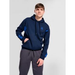 Bluza bawełniana bluza z kapturem Hummel Active. Niebieskie bluzy męskie Hummel, bez wzorów, z bawełny, z kapturem, na fitness i siłownię. W wyprzedaży za 234.00 zł.