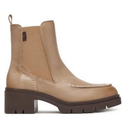 Botki Hispanitas. Brązowe botki damskie Hispanitas, bez wzorów, bez obcasa, na słupku, bez zapięcia. Za 739.99 zł.