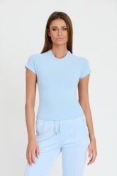 JUICY COUTURE Błękitny t-shirt Shrunken Diamante Tee. Niebieskie t-shirty damskie Juicy Couture, s, bez wzorów, bez kołnierzyka, bez ramiączek. W wyprzedaży za 79.99 zł.
