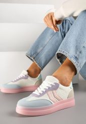 Różowo-Niebieskie Sneakersy Tenisówki Ozdobione Paskami Falovinia. Czerwone trampki i tenisówki damskie Renee, bez wzorów, z jeansu, bez zapięcia. Za 89.99 zł.