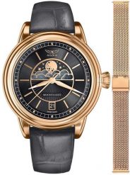 Zegarek damski Aviator V.1.33.2.253.4GM-SET różowe złoto. Czerwone zegarki damskie AVIATOR, złote. Za 3,388.90 zł.