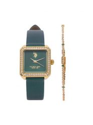 U.S. Polo Assn. Zestaw zegarek i bransoletka USP6450TW Zielony ciemny. Zielone, analogowe zegarki damskie U.S. Polo Assn. Za 589.99 zł.