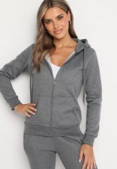 Ciemnoszara Bluza z Kapturem Sithi. Szare bluzy damskie Born2be, l, bez wzorów, z jeansu, klasyczne, bez ramiączek, z kapturem. Za 54.99 zł.