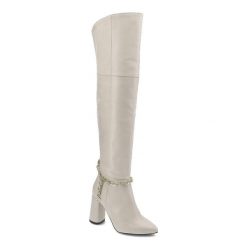 Beżowe Kozaki Karino Damskie Eleganckie Obuwie. Brązowe kozaki damskie Karino, bez wzorów, ze skóry, bez obcasa, na słupku, bez zapięcia. Za 459.00 zł.
