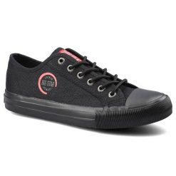 Trampki damskie Big Star, z materiałową cholewką gumowym noskiem wiązaniem na oczka i elastyczną podeszw, czarne, HH274121. Czarne trampki i tenisówki damskie BIG STAR, bez wzorów, z gumy, bez zapięcia. Za 89.99 zł.