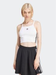 Adidas Top adicolor 3-Stripes IN8377 Biały Slim Fit. Białe topy damskie Adidas, l, bez wzorów, z bawełny, bez kołnierzyka, bez ramiączek. Za 119.99 zł.