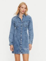 Karl Lagerfeld Jeans Sukienka jeansowa 246J1302 Niebieski Regular Fit. Niebieskie sukienki damskie Karl Lagerfeld Jeans, s, bez wzorów, z bawełny, bez kołnierzyka, bez ramiączek. Za 699.99 zł.