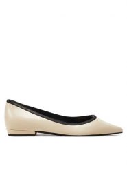 Tory Burch Baleriny Double T Buckle Pointed 155739 Beżowy. Brązowe balerinki damskie Tory Burch, bez wzorów, ze skóry, bez obcasa, bez zapięcia. Za 1,029.00 zł.