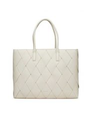 Calvin Klein Torebka Ck Woven Medium Shopper K60K612994 Biały. Białe torebki do ręki damskie Calvin Klein, bez wzorów, ze skóry, bez dodatków. Za 459.99 zł.
