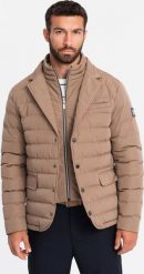 Kurtka męska Ombre Pikowana męska kurtka o kroju marynarki beżowa V5 OM-JALP-0188 XL. Brązowe kurtki męskie Ombre, m, bez wzorów, bez kaptura. Za 299.99 zł.
