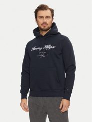 Tommy Hilfiger Bluza Script Logo MW0MW33631 Granatowy Regular Fit. Niebieskie bluzy męskie Tommy Hilfiger, m, bez wzorów, z syntetyku, bez ramiączek, bez kaptura. Za 299.99 zł.