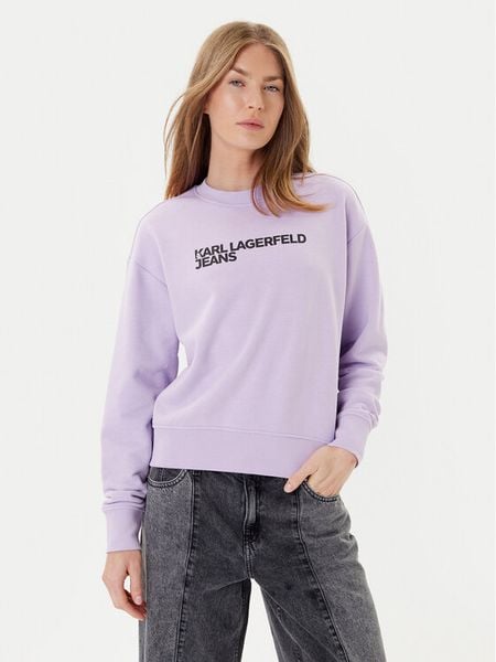Karl Lagerfeld Jeans Bluza A1W20005 Fioletowy Regular Fit. Fioletowe bluzy damskie Karl Lagerfeld Jeans, xs, bez wzorów, z bawełny, bez ramiączek, bez kaptura. Za 319.99 zł.