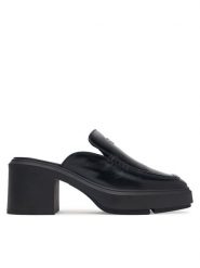 Calvin Klein Klapki Block Heel Mule Lth Hdw HW0HW03175 Czarny. Czarne klapki damskie Calvin Klein, bez wzorów, ze skóry, bez obcasa, bez zapięcia. Za 649.99 zł.