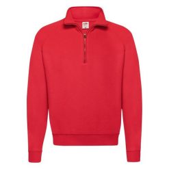 Bluza Fruit Of The Loom Classic Zip Neck Adult czerwona. Białe bluzy damskie fruit of the loom, s, bez wzorów, z bawełny, klasyczne, bez ramiączek, bez kaptura. Za 184.99 zł.
