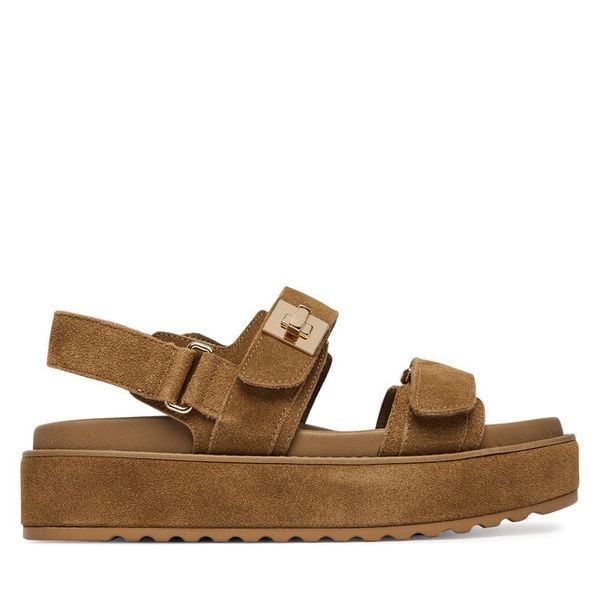 Sandały Steve Madden. Brązowe sandały damskie Steve Madden, bez wzorów, bez obcasa, na płaskiej podeszwie, bez zapięcia. Za 503.99 zł.