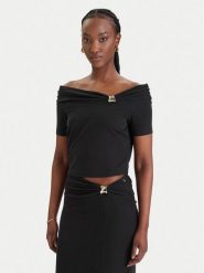 Guess Bluzka W6GP12 K2935 Czarny Regular Fit. Czarne bluzki damskie Guess, xl, z aplikacjami, bez kołnierzyka, bez ramiączek. Za 279.99 zł.