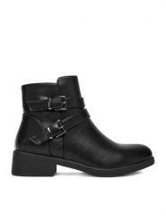 DeeZee Botki LZP05 Czarny. Czarne botki damskie DeeZee, bez wzorów, z materiału, bez obcasa, na płaskiej podeszwie, bez zapięcia. Za 179.99 zł.