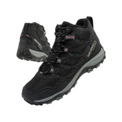Buty trekkingowe Merrell West Rim Sport Thermo Mid WP czarne. Czarne obuwie trekkingowe damskie Merrell, ze skóry, bez zapięcia. Za 446.40 zł.
