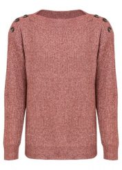 Sweter oversize z guzikami. Brązowe swetry nierozpinane damskie bonprix, bez wzorów, bez kołnierzyka, bez ramiączek. Za 117.99 zł.