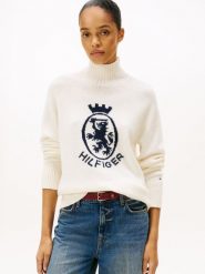 Tommy Hilfiger Wełniany sweter Kobiety Bawełna biały, XL. Białe swetry nierozpinane damskie Tommy Hilfiger, xl, bez wzorów, z bawełny, eleganckie, bez kołnierzyka, bez ramiączek. Za 549.95 zł.