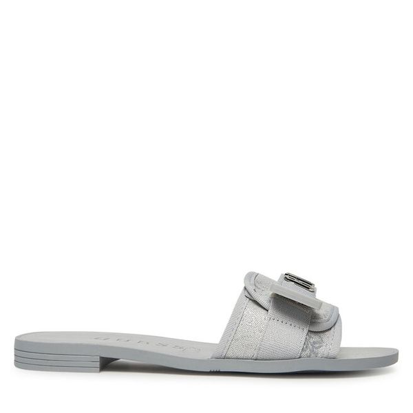 Klapki Guess. Szare klapki damskie Guess, z aplikacjami, bez obcasa, bez zapięcia. Za 259.99 zł.
