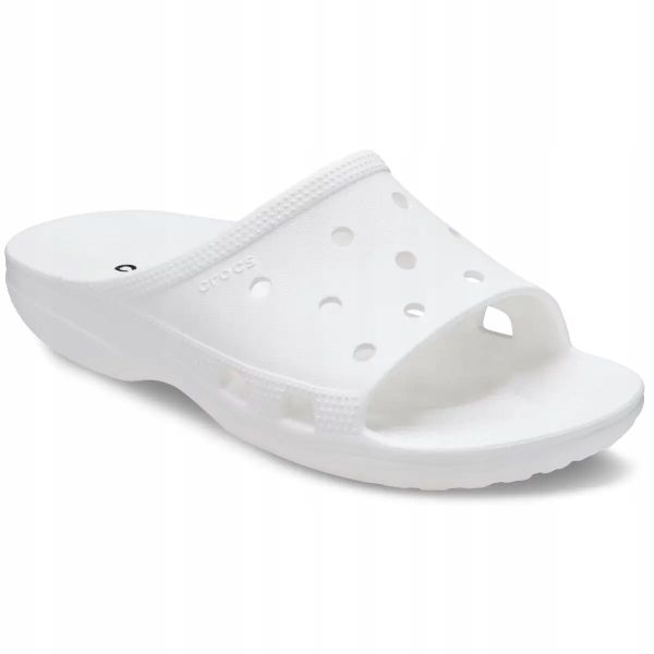Klapki Dla Dorosłych Crocs Saturday Slide. Białe klapki damskie Crocs, bez wzorów, z materiału, bez obcasa, bez zapięcia. Za 109.99 zł.