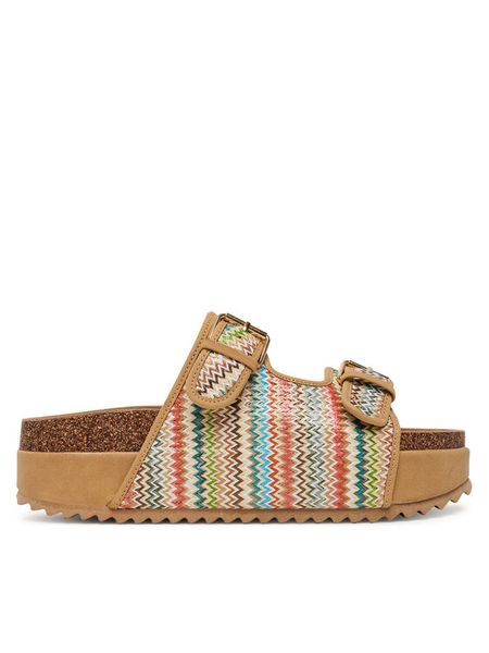 DeeZee Klapki LB-P1742 Beżowy. Brązowe klapki damskie DeeZee, bez wzorów, z syntetyku, bez obcasa, bez zapięcia. Za 149.99 zł.