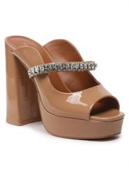 Kurt Geiger Klapki Duke Platform Peep Toe 9559248309 Brązowy. Brązowe klapki damskie Kurt Geiger, bez wzorów, ze skóry, z otwartym noskiem, bez obcasa, bez zapięcia. Za 789.99 zł.