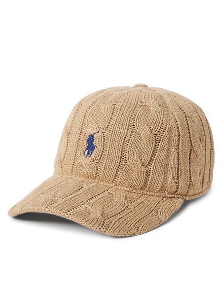 Polo Ralph Lauren Czapka z daszkiem 455981420002 Beżowy. Brązowe czapki damskie Polo Ralph Lauren, bez wzorów, z materiału. Za 529.99 zł.