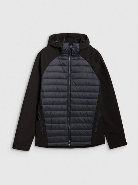 4F Kurtka softshell wiatroodporna membrana 5000 męska - czarna L. Czarne kurtki męskie 4F, l, bez wzorów, z dzianiny, klasyczne, z kapturem. Za 299.99 zł.