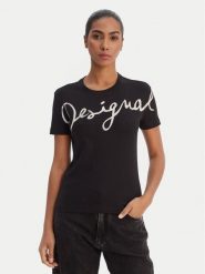 Desigual T-Shirt 26SWTK07 Czarny Regular Fit. Czarne t-shirty damskie Desigual, xl, bez wzorów, z bawełny, bez kołnierzyka, bez ramiączek. Za 159.99 zł.