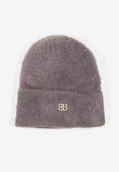 Szara Czapka Typu Beanie z Wełną i Wiskozą Ozdobiona Naszywką Borirra. Szare czapki damskie Born2be, z aplikacjami, z wełny, eleganckie. Za 44.99 zł.