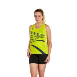 Damski tank top Erima Racing. Żółte topy damskie Erima, bez wzorów, sportowe, bez kołnierzyka, bez ramiączek. W wyprzedaży za 178.75 zł.