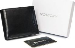 Rovicky Portfel męski z naturalnej skóry licowej, etui z okienkiem na zdjęcie Rovicky Nie dotyczy. Portfele męskie ROVICKY, bez wzorów, ze skóry. Za 125.44 zł.