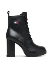 Tommy Jeans Botki Tjw Lace Up EN0EN02832 Czarny. Czarne botki damskie Tommy Jeans, bez wzorów, z jeansu, bez obcasa, na słupku, bez zapięcia. Za 529.99 zł.