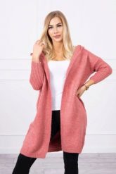 Sweter z kapturem ciemny różowy. Czerwone kardigany damskie KESI, l, bez wzorów, z wełny, eleganckie, bez kołnierzyka, plus size. Za 230.01 zł.