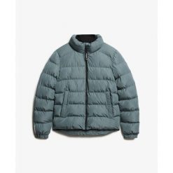 Kurtka puchowa Superdry. Niebieskie kurtki męskie Superdry, l, bez wzorów, z materiału, eleganckie, bez kaptura. Za 516.60 zł.