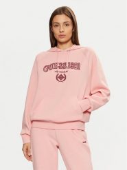 Guess Bluza V5RQ02 KCLD1 Różowy Regular Fit. Czerwone bluzy damskie Guess, s, z aplikacjami, z bawełny, bez ramiączek, bez kaptura. Za 219.99 zł.