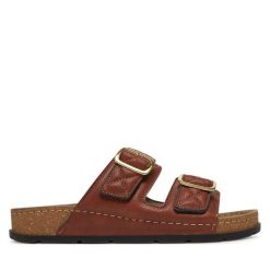 Klapki Scholl. Brązowe klapki damskie Scholl, bez wzorów, bez obcasa, bez zapięcia. Za 279.99 zł.