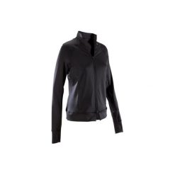 Bluza na zamek fitness kardio 900 damska. Czarne bluzy damskie DOMYOS, bez wzorów, z elastanu, bez ramiączek, bez kaptura. Za 119.99 zł.