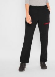 Spodnie softshell ze stretchem, z kieszeniami, z materiału odpychającego wodę. Czarne spodnie sportowe damskie bonprix, bez wzorów, z softshellu. Za 209.99 zł.