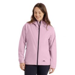 Kurtka Wodoodporna Damska Tayah II. Niebieskie kurtki sportowe damskie Trespass, l, bez wzorów, z materiału, bez ramiączek, z kapturem, trekkingowe. Za 470.99 zł.