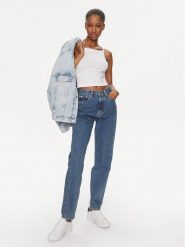 Calvin Klein Jeans Top Logo J20J223110 Biały Slim Fit. Białe topy damskie Calvin Klein Jeans, xxl, bez wzorów, z bawełny, bez kołnierzyka, bez ramiączek. Za 89.99 zł.