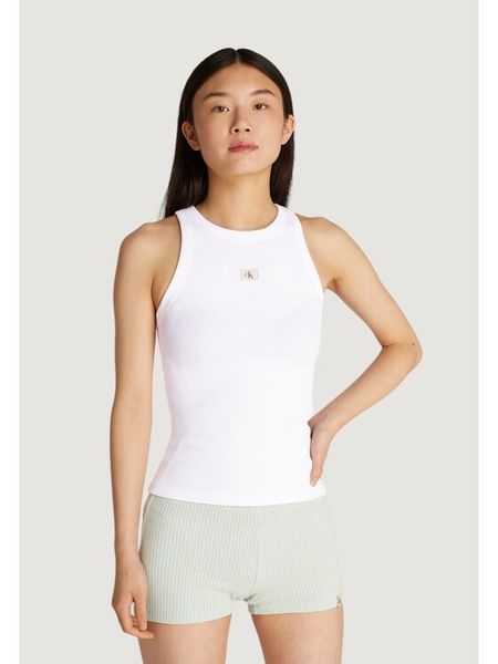 Calvin Klein Jeans Top J20J225302 Biały Slim Fit. Białe topy damskie Calvin Klein Jeans, xl, bez wzorów, z bawełny, bez kołnierzyka, bez ramiączek. Za 79.99 zł.