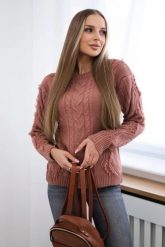 Sweter z warkoczowym splotem ciemno różowy. Czerwone swetry nierozpinane damskie KESI, l, bez wzorów, z jeansu, eleganckie, bez kołnierzyka, plus size, bez ramiączek. Za 150.97 zł.